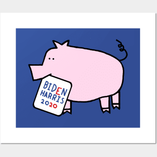 Cute Pig with Biden Harris Sign Posters and Art